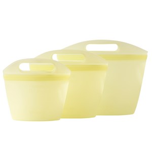 이지실리 실리콘 손잡이 지퍼백 500ml + 1L + 1.5L 세트, 옐로우, 1세트