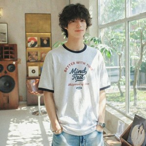 마인드브릿지 남성용 UNS 두굿 레터링 오버핏 링거 티셔츠 M1TS3164