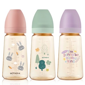 마더케이 베이직 PPSU 베베 젖병 트리플 세트 무꼭지, 토끼블라썸 + 포레스트 + 베베라일락, 280ml, 1세트