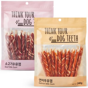 띵크유어도그티 스틱형 우유껌, 혼합맛(소고기/연어), 1세트, 480g