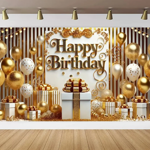 아라홍스 플라워 3D입체 생일파티 현수막 가랜드, 1개, 골드