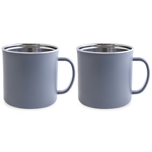 디유 2중 스텐 머그컵 300ml, 그레이, 2개