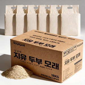 구구펫 극세입자 고양이 두부 모래, 3kg, 6개, 무향 골드박스 특가