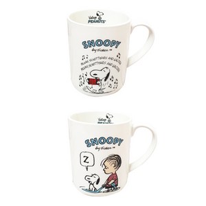 스누피 빈티지 머그컵 300ml x 2종 세트, 스누피 아코디언, 라이너스, 1세트