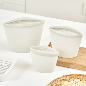 바겐슈타이거 실리콘 지퍼백 500ml + 1L + 1.5L 세트, 미스틱 그레이, 1세트