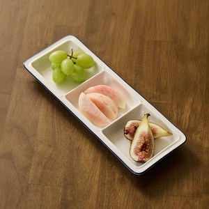 윤도자기 코지 국산 3절 나눔접시 반찬그릇, 블루, 1개