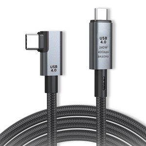 엠비에프 USB 4.0 C타입 M-C타입 M 240W 40Gbps 한쪽 ㄱ자 90도 꺽임 케이블, 1개, 1m