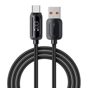 에세이저 USB A타입-C타입 LED 100W 7A 초고속충전케이블 ES-X57, 1개, 3m, 다크그레이