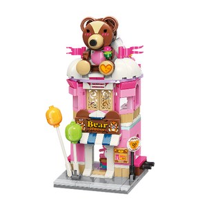City corner 곰인형 샵 블록 C0109, 1개, 혼합색상