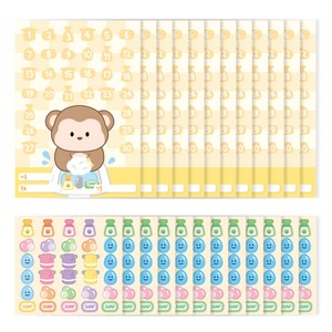 워너디스 할수있어 동물 칭찬 스티커판 12p + 스티커 12p 세트, 손을 씻어요, 1세트