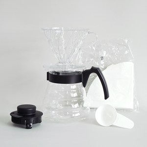 하리오 V60 입문용 핸드드립세트 1~4인용 VCND-02B-EX, 600ml, 1세트, 서퍼 + 드리퍼 + 여과지 + 계량스푼