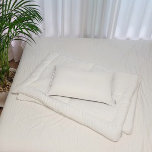 아띠블랑 아동용 양면 모달 베개 커버 2p + 속통 + 차렵이불 세트, 화이트