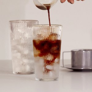 이우아여사 모노 플리츠 카페유리컵 400ml, 2개