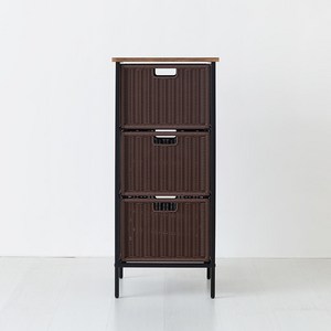 마켓비 알로타 선반 390 라탄 세트 WP3009, 1개, 블랙 + 다크브라운, 3단