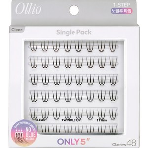 Ollio 노글루 속눈썹 싱글팩 PLUS 클리어 Short 11mm, 1개, 블랙 무향
