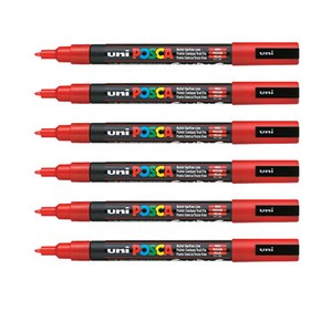 포스카 컬러마커 PC-3M RED, 6개, 1색
