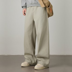 벨로시티 남녀공용 와이드 스트레이트 밴딩 면 치노 팬츠