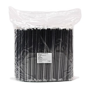보니팩 일자 검정 스트로우 7 x 250mm, 500개, 1개