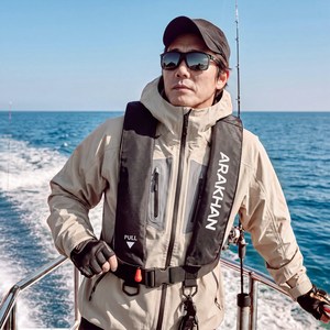 아라칸 자동 팽창식 선상 낚시용 구명조끼 WCP-F003, 블랙