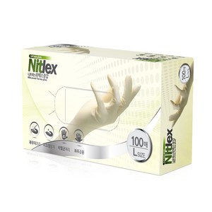 니트렉스 라텍스 장갑 100p, 화이트, L, 1개