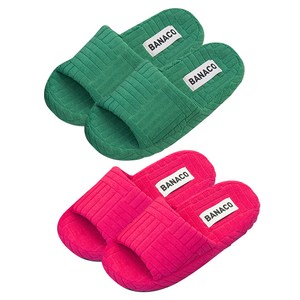 바나코 비비드 테리 룸 슬리퍼, Pink + Green, 1개