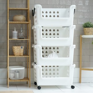 보노하우스 이동식 바퀴포함 바스켓 80L, 화이트, 4개