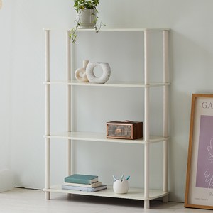 하이라인 갤러리 와이드 라운드 사각 정리 진열장, 아이보리, 4단