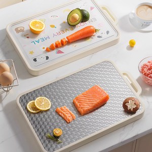 Yol 양면 스테인레스 멀티 도마, 화이트 + 실버, 1개