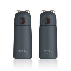 푸코 베티 미니 원터치 보온병 2p + 세척솔 세트, Black, Black, 270ml