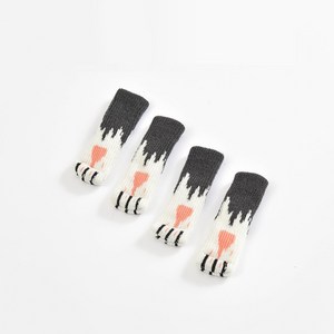 양이 발바닥 소음방지 의자 발 커버, 블랙패턴, 4개