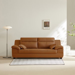 동서가구 테라 천연면피가죽 3인용 소파 방문설치, 카멜