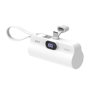 SKY 필 X13 LED 도킹형 일체형 C타입 빌트인 C타입 케이블 스탠드 휴대용 미니 보조배터리, SKY-X13LCC(C타입), 화이트