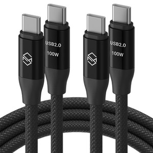 신지모루 C타입-C타입 E Marker 칩 100W PD 초고속충전 케이블, 0.5m, 블랙, 2개