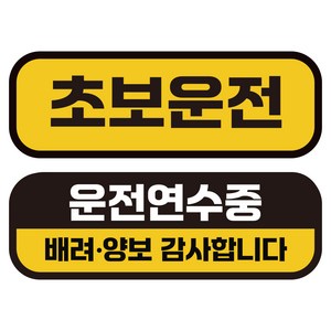 카마존 초보운전 반사 자석 스티커 탈부착 가능 가로형, 초보기본 + 운전연수, 1세트