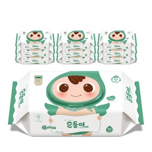 순둥이 로하스 아기물티슈 캡형, 75g, 70매, 10세트