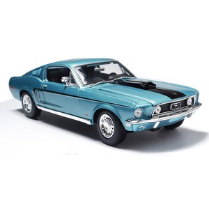 마이스토 1:18 포드 머스탱 GT 코브라 제트 FB 1968 올드카 다이캐스트 완구, 매트블루, 1개