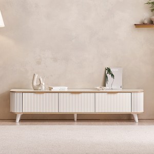 장인가구 마린 템바보드 서랍형 TV 거실장 방문설치, 화이트 + 자작엣지