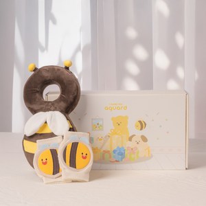 아가드 머리보호대 + 무릎보호대 + 축하엽서 백일선물세트, 아이보리, 1세트