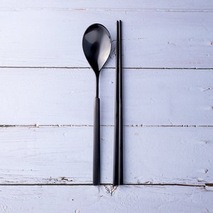 라온누리 디어글로우 컬러 수저세트, 딥블랙, 숟가락 + 젓가락, 1세트
