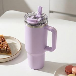 가쯔 대용량 손잡이 보온 보냉 스텐 텀블러, 퍼플, 1개, 1200ml