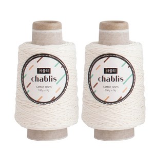 yarna 샤블리 콘사 뜨개실 100g, 101 화이트, 2개