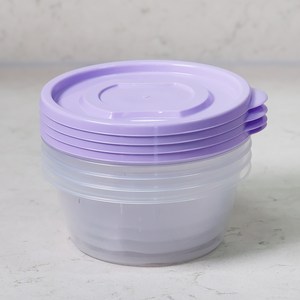 롯데이라이프 이라이프 튼튼간편 보관용기 원형, 4개, 350ml