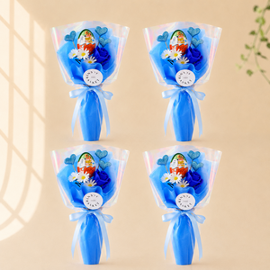 센트바스켓 하트빔 킨더조이 + 비누 꽃다발 세트, 블루(꽃다발), 킨더조이(랜덤발송)