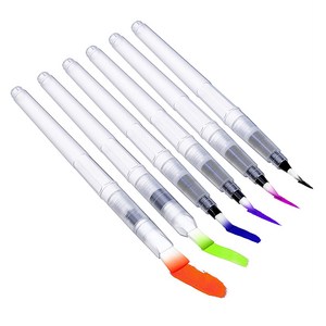 워터 브러쉬 붓펜 6종 세트, 넓적붓모(대,중,소)+둥근붓모(대,중,소), 1세트