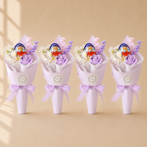 센트바스켓 스윗블룸 킨더조이 꽃다발 4p, 퍼플(꽃다발), 랜덤발송(킨더조이)