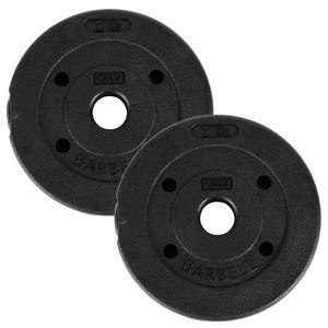 아리프 PVC 코팅 다이나믹 경량 바벨 원판 30mm용, 2kg, 2개, 블랙