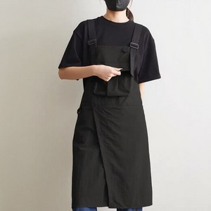 다퍼남 앞트임 방수 포켓 앞치마, 블랙, 1개