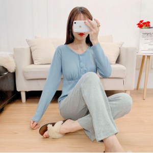 겟잇블루 메리야스 히든버튼 실내 수유 임산복 파자마 세트