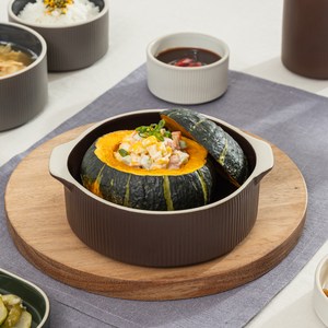 윤도자기 메종오브제 차곡 원형 그라탕기, 딥브라운, 2개