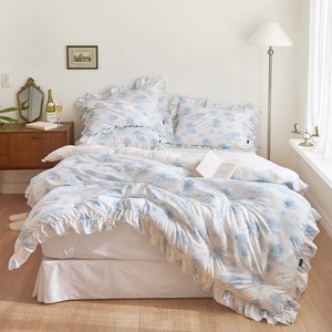 프렌치블랑 프릴 워싱 차렵 이불 베개 세트